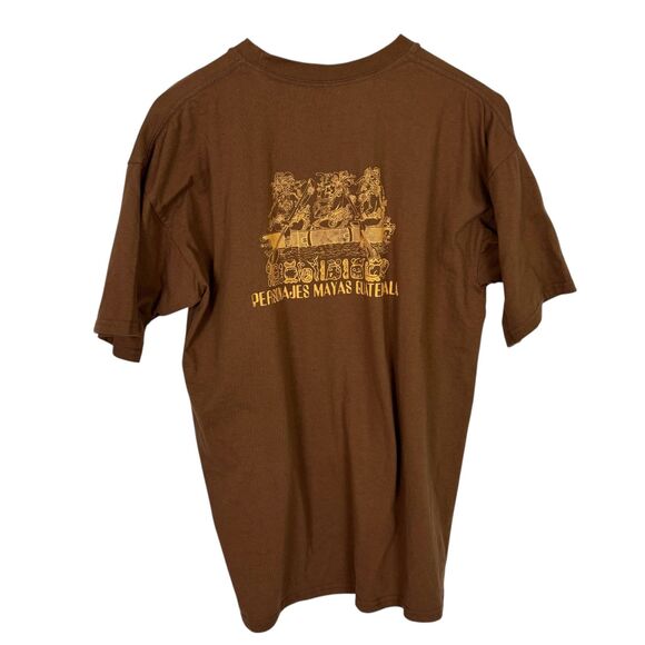 Co. Lux Personajes Mayas Guatemala Brown Graphic T-Shirt Men’s XL 100% Cotton - Picture 2 of 5